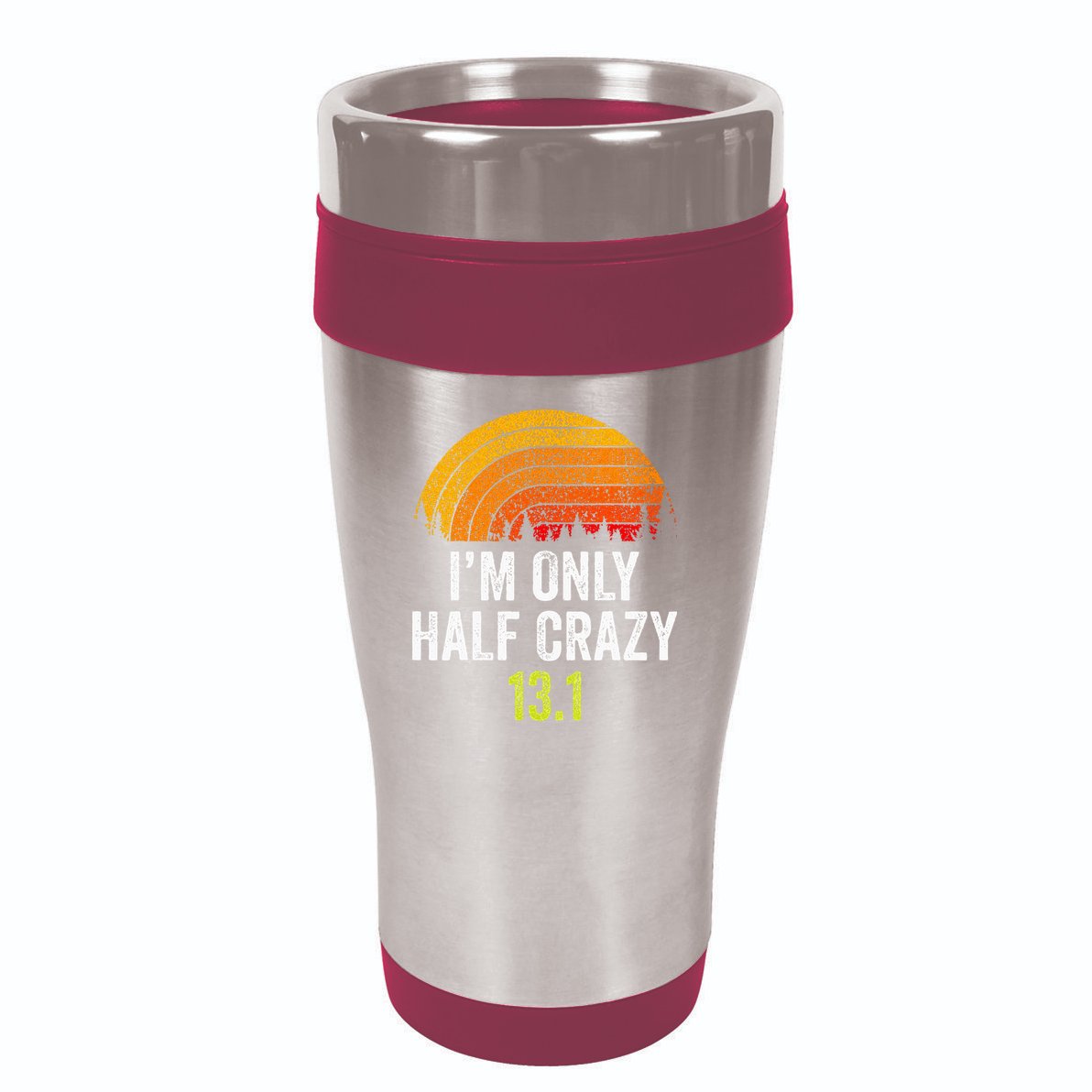 Retro Im Only Half Crazy 13.1 Half Marathon Funny Running 16oz Travel Tumbler