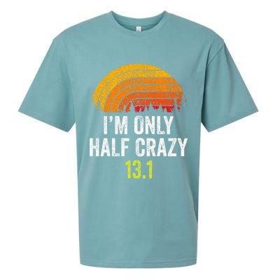 Retro Im Only Half Crazy 13.1 Half Marathon Funny Running Sueded Cloud Jersey T-Shirt