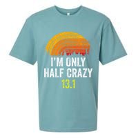 Retro Im Only Half Crazy 13.1 Half Marathon Funny Running Sueded Cloud Jersey T-Shirt