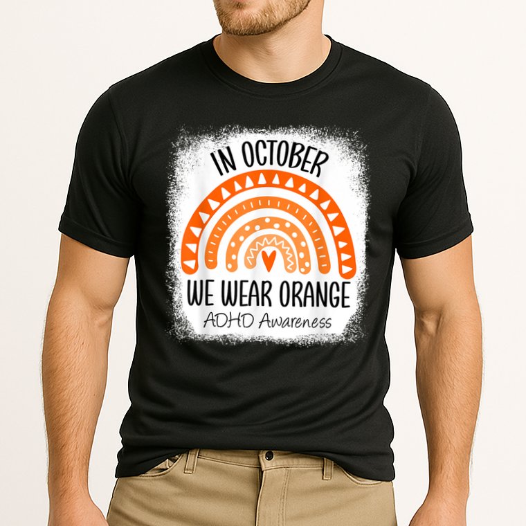Rainbow In October We Wear Orange ADHD Awareness Ribbon Cooling Performance Crew T-Shirt