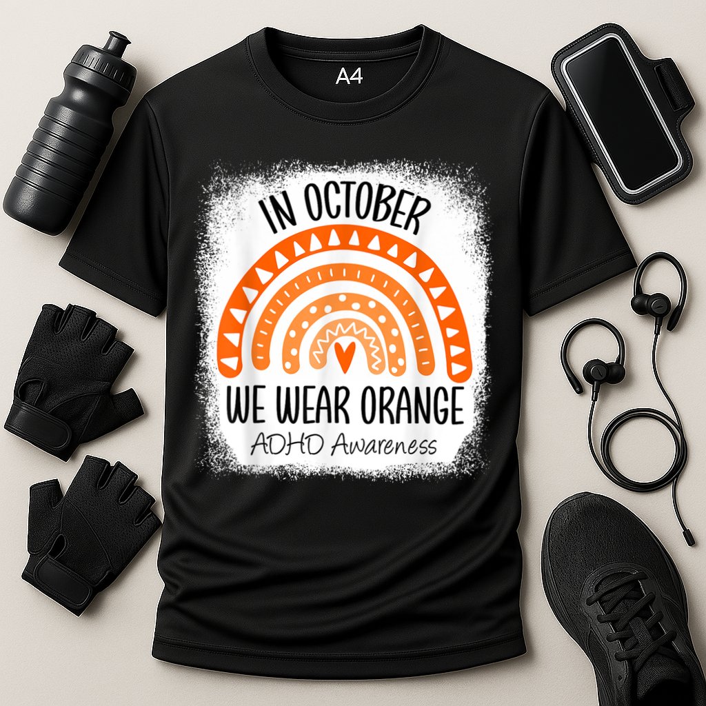 Rainbow In October We Wear Orange ADHD Awareness Ribbon Cooling Performance Crew T-Shirt