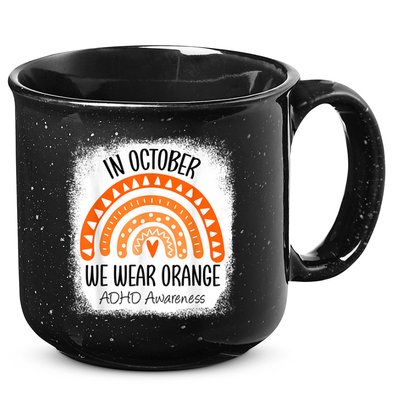 Rainbow In October We Wear Orange ADHD Awareness Ribbon 15oz Campfire Ceramic Mug
