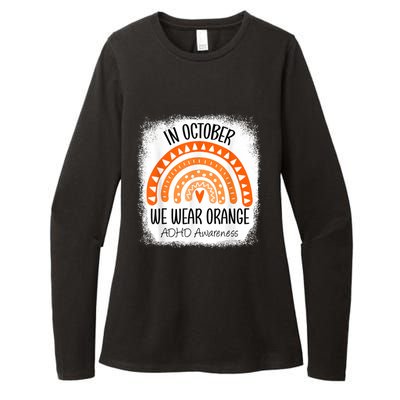 Rainbow In October We Wear Orange ADHD Awareness Ribbon Womens CVC Long Sleeve Shirt