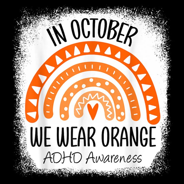 Rainbow In October We Wear Orange ADHD Awareness Ribbon Flat Bill Trucker Hat