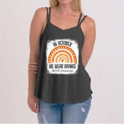 Rainbow In October We Wear Orange ADHD Awareness Ribbon Women's Strappy Tank