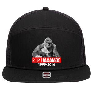 RIP Harambe Gorilla Cincinnati Zoo 7 Panel Mesh Trucker Snapback Hat