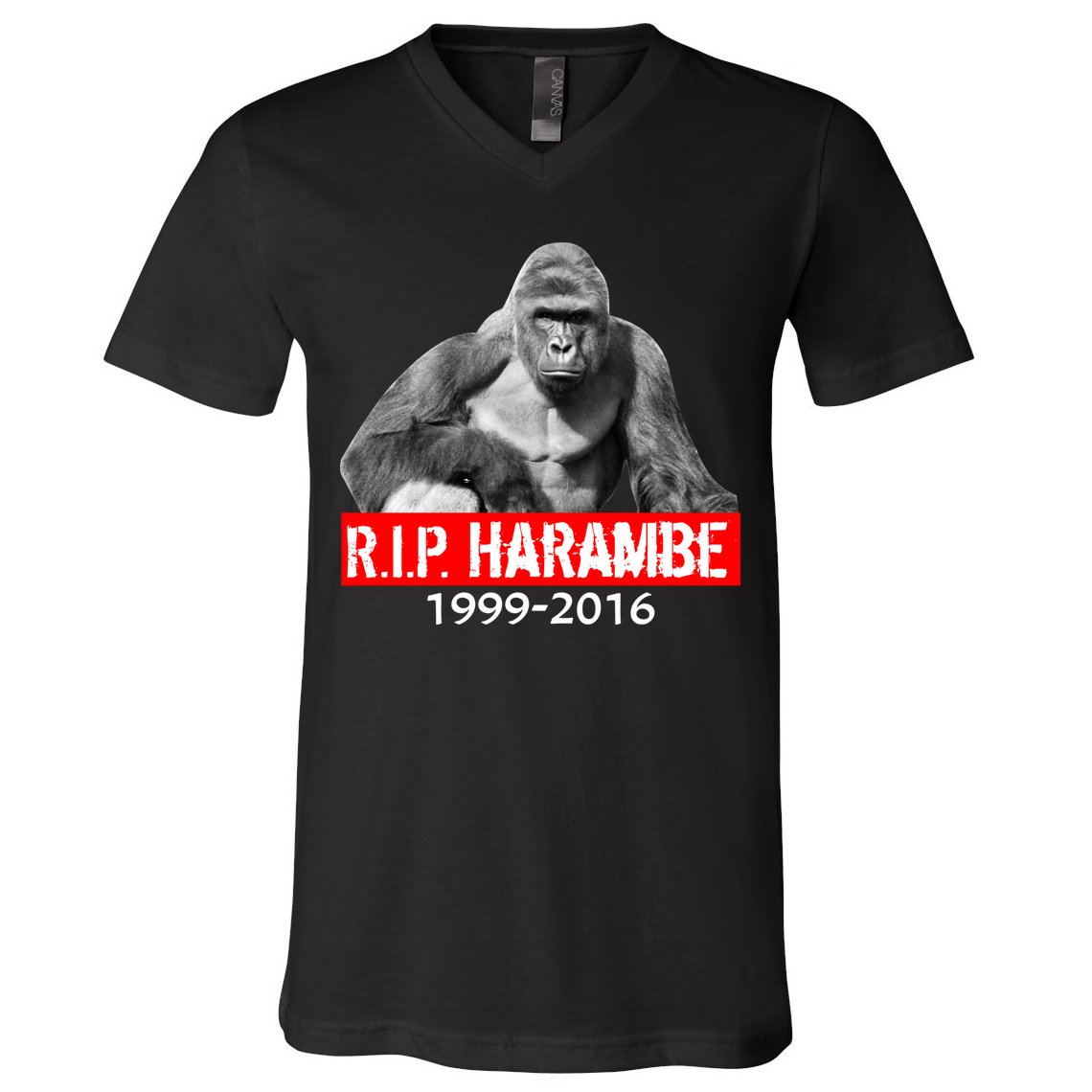 RIP Harambe Gorilla Cincinnati Zoo V-Neck T-Shirt