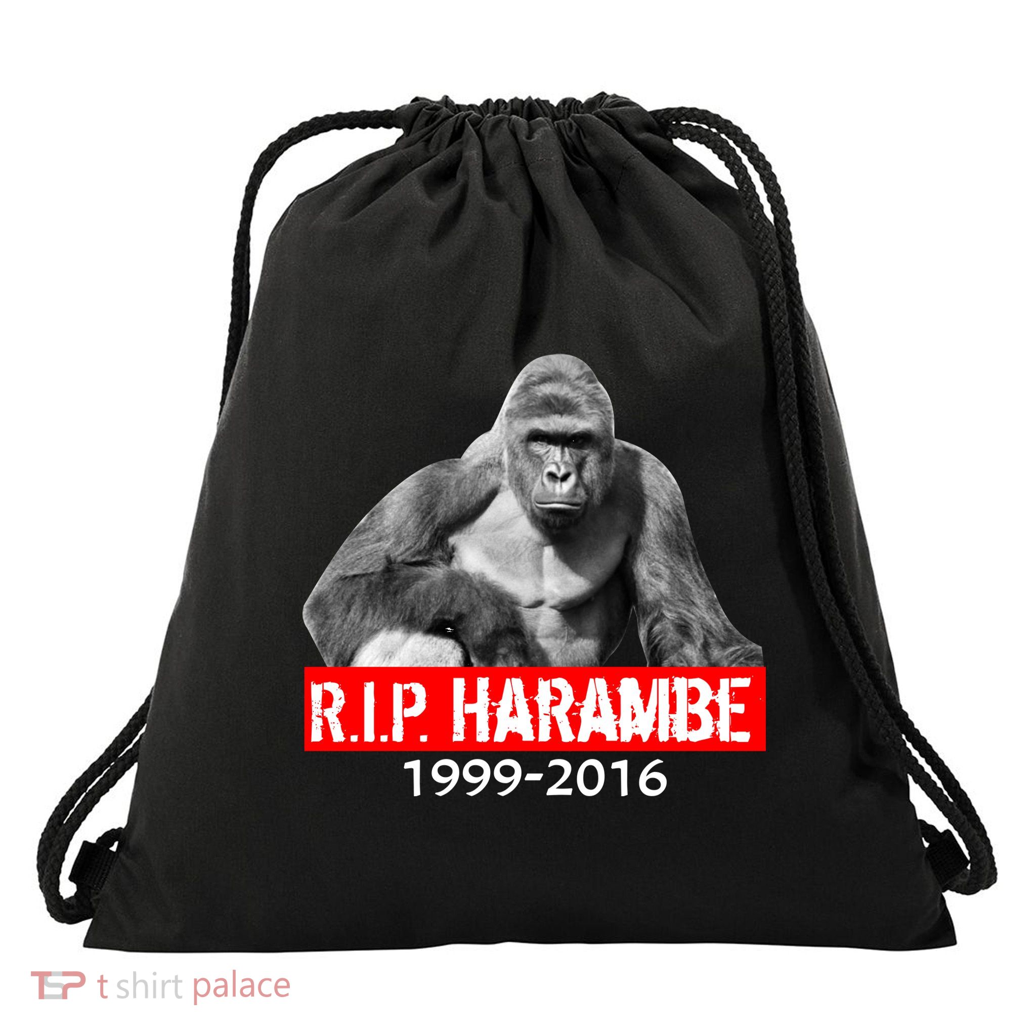 RIP Harambe Gorilla Cincinnati Zoo Drawstring Bag