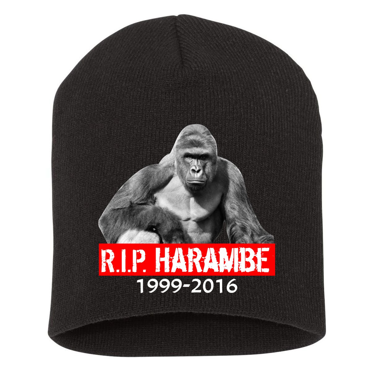 RIP Harambe Gorilla Cincinnati Zoo Short Acrylic Beanie