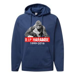 RIP Harambe Gorilla Cincinnati Zoo Performance Fleece Hoodie