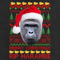 RIP Harambe Merry Ugly Christmas Sweater 7 Panel Mesh Trucker Snapback Hat