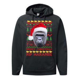 RIP Harambe Merry Ugly Christmas Sweater Performance Fleece Hoodie