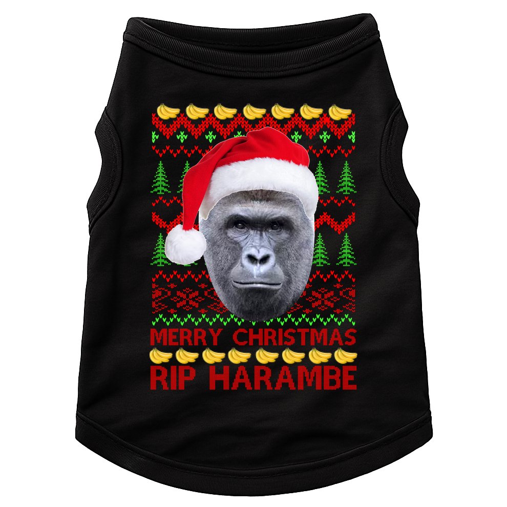 RIP Harambe Merry Ugly Christmas Sweater Doggie Tank