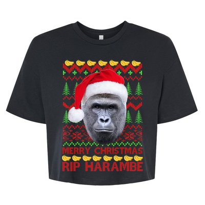 RIP Harambe Merry Ugly Christmas Sweater Bella+Canvas Jersey Crop Tee