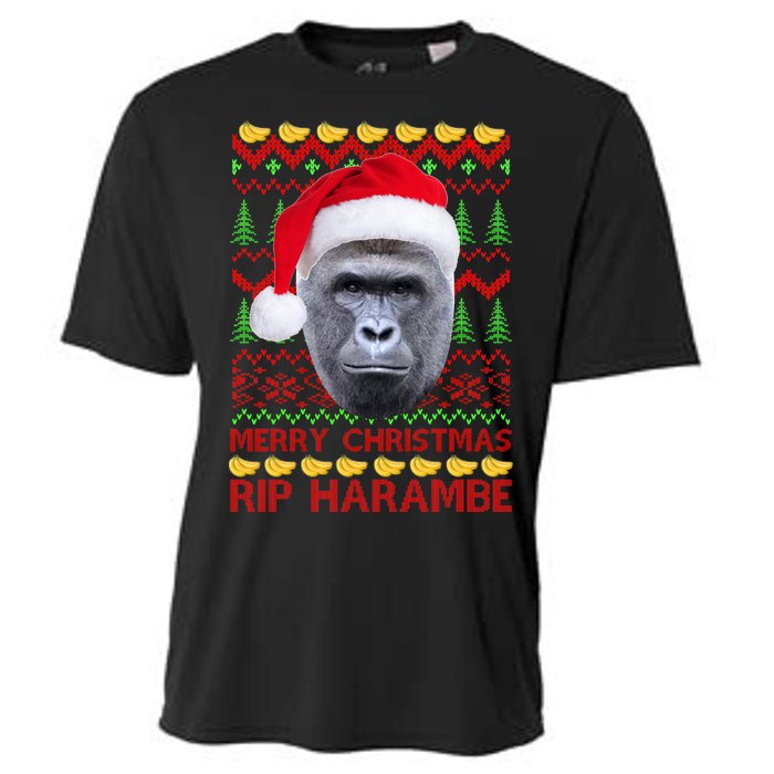 RIP Harambe Merry Ugly Christmas Sweater Cooling Performance Crew T-Shirt