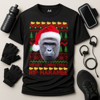 RIP Harambe Merry Ugly Christmas Sweater Cooling Performance Crew T-Shirt