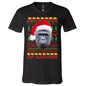 RIP Harambe Merry Ugly Christmas Sweater V-Neck T-Shirt