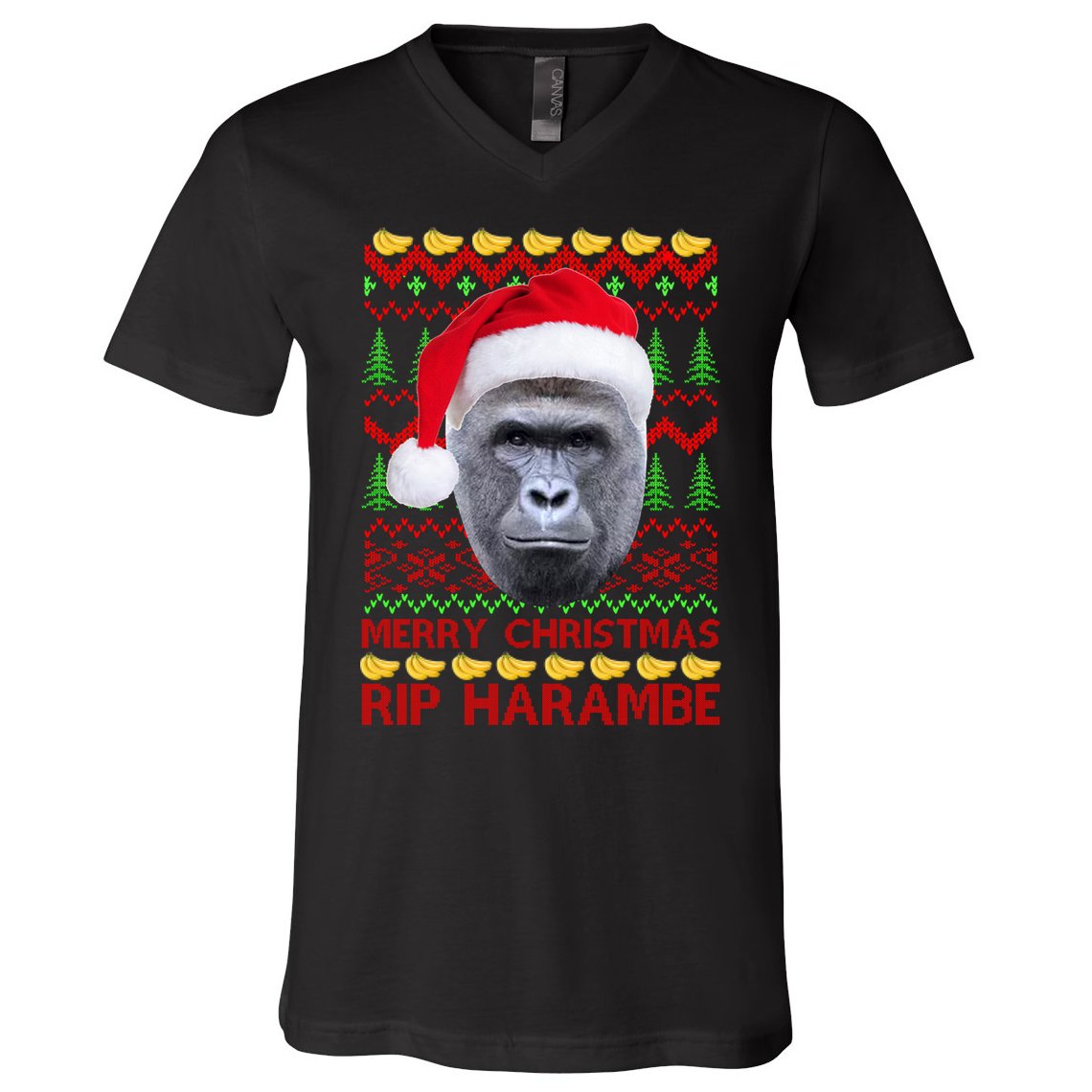RIP Harambe Merry Ugly Christmas Sweater V-Neck T-Shirt