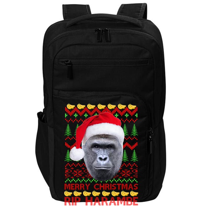 RIP Harambe Merry Ugly Christmas Sweater Impact Tech Backpack