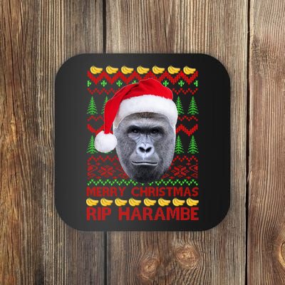 RIP Harambe Merry Ugly Christmas Sweater Coaster