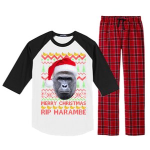 RIP Harambe Merry Ugly Christmas Sweater Raglan Sleeve Pajama Set