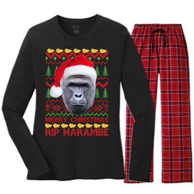 RIP Harambe Merry Ugly Christmas Sweater Women's Long Sleeve Flannel Pajama Set 