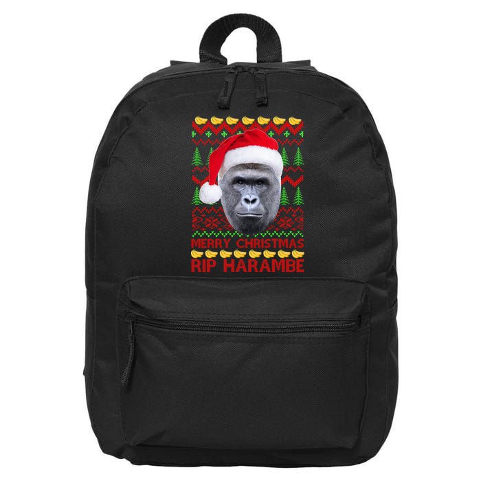 RIP Harambe Merry Ugly Christmas Sweater 16 in Basic Backpack