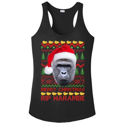 RIP Harambe Merry Ugly Christmas Sweater Ladies PosiCharge Competitor Racerback Tank