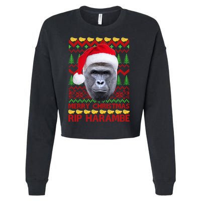 RIP Harambe Merry Ugly Christmas Sweater Cropped Pullover Crew