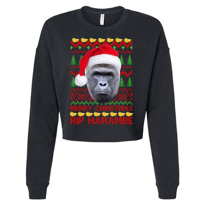 RIP Harambe Merry Ugly Christmas Sweater Cropped Pullover Crew