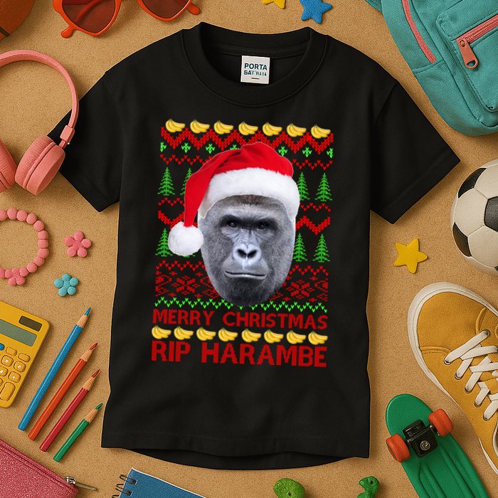RIP Harambe Merry Ugly Christmas Sweater Kids T-Shirt