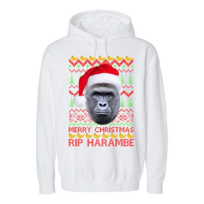 RIP Harambe Merry Ugly Christmas Sweater Garment-Dyed Fleece Hoodie