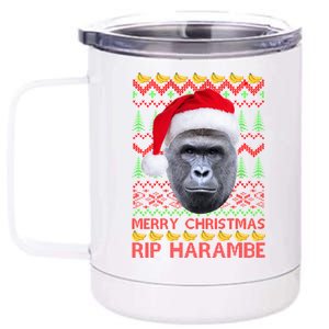 RIP Harambe Merry Ugly Christmas Sweater 12 oz Stainless Steel Tumbler Cup