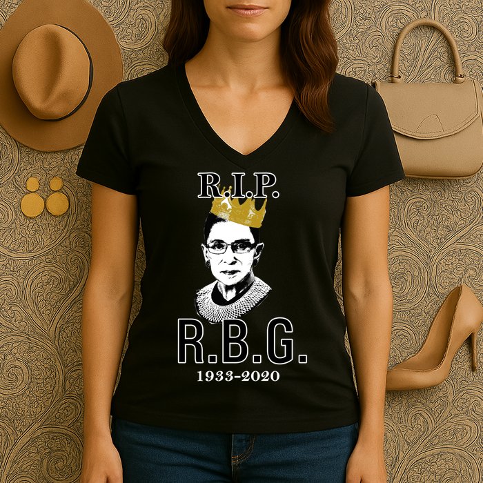 RIP Notorious RBG Ruth Bader Ginsburg 1933-2020 Women's V-Neck T-Shirt