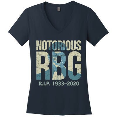RIP Notorious RBG Ruth Ginsburg 1933-2020 Women's V-Neck T-Shirt
