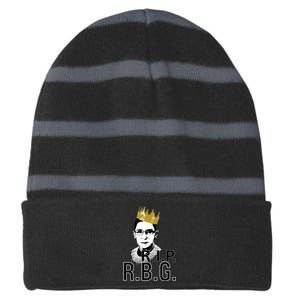 RIP RBG Ruth Bader Ginsburg Striped Beanie with Solid Band