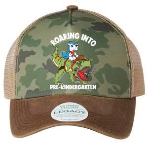 Roaring Into Prekindergarten Unicorn Riding Dinosaur Gift Legacy Tie Dye Trucker Hat