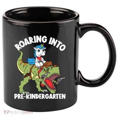 Roaring Into Prekindergarten Unicorn Riding Dinosaur Gift 11oz C Handle Ceramic Mug