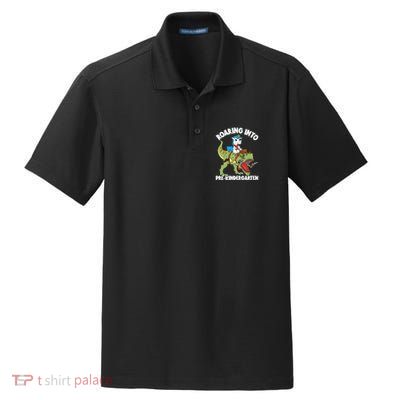 Roaring Into Prekindergarten Unicorn Riding Dinosaur Gift Dry Zone Grid Polo