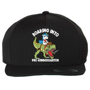 Roaring Into Prekindergarten Unicorn Riding Dinosaur Gift Wool Snapback Cap