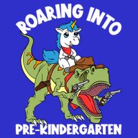 Roaring Into Prekindergarten Unicorn Riding Dinosaur Gift Button