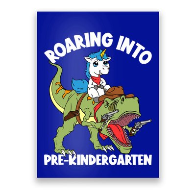 Roaring Into Prekindergarten Unicorn Riding Dinosaur Gift Poster