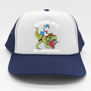 Roaring Into Prekindergarten Unicorn Riding Dinosaur Gift Trucker Hat