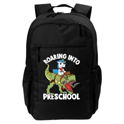 Roaring Into Preschool Unicorn Riding Dinosaur Great Gift Backpack