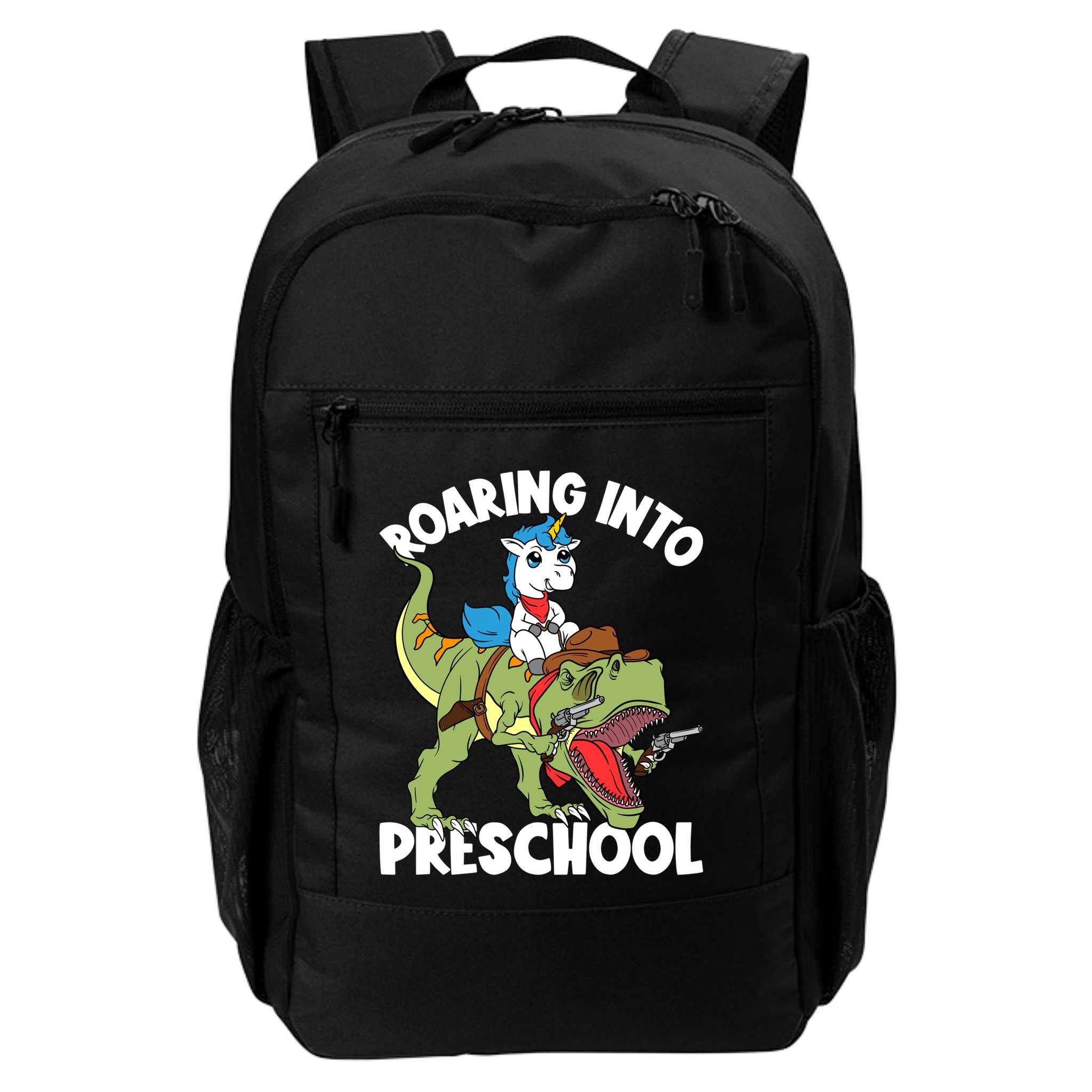 Roaring Into Preschool Unicorn Riding Dinosaur Great Gift Backpack