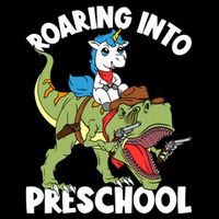 Roaring Into Preschool Unicorn Riding Dinosaur Great Gift Backpack