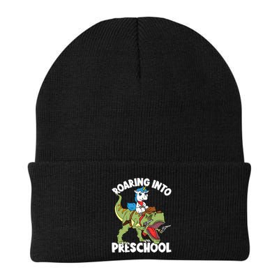 Roaring Into Preschool Unicorn Riding Dinosaur Great Gift Beanie