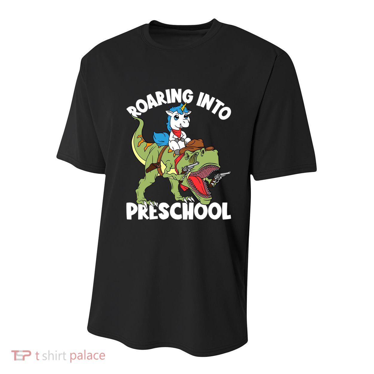 Roaring Into Preschool Unicorn Riding Dinosaur Great Gift Youth Performance Sprint T-Shirt