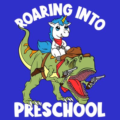 Roaring Into Preschool Unicorn Riding Dinosaur Great Gift T-Shirt