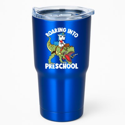 Roaring Into Preschool Unicorn Riding Dinosaur Great Gift Tumbler